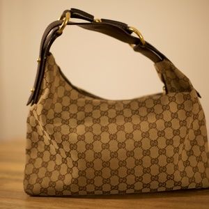 Gucci Chain Hobo Small GG Print Brown